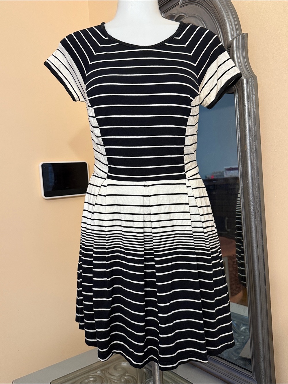 Sugarlips XS Black and White Striped Fit & Flare Dress